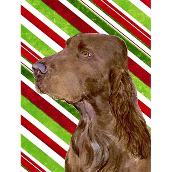 11 x 15 In. Field Spaniel Candy Cane Holiday Christmas Flag, Garden Size
