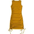thumbnail image 1 of Vestido corto sin mangas fruncido para mujer, con cordón y lazo lateral, cuello redondo, vestido corto Amarillo CH Amarillo CH Xishao ropa, 1 of 2