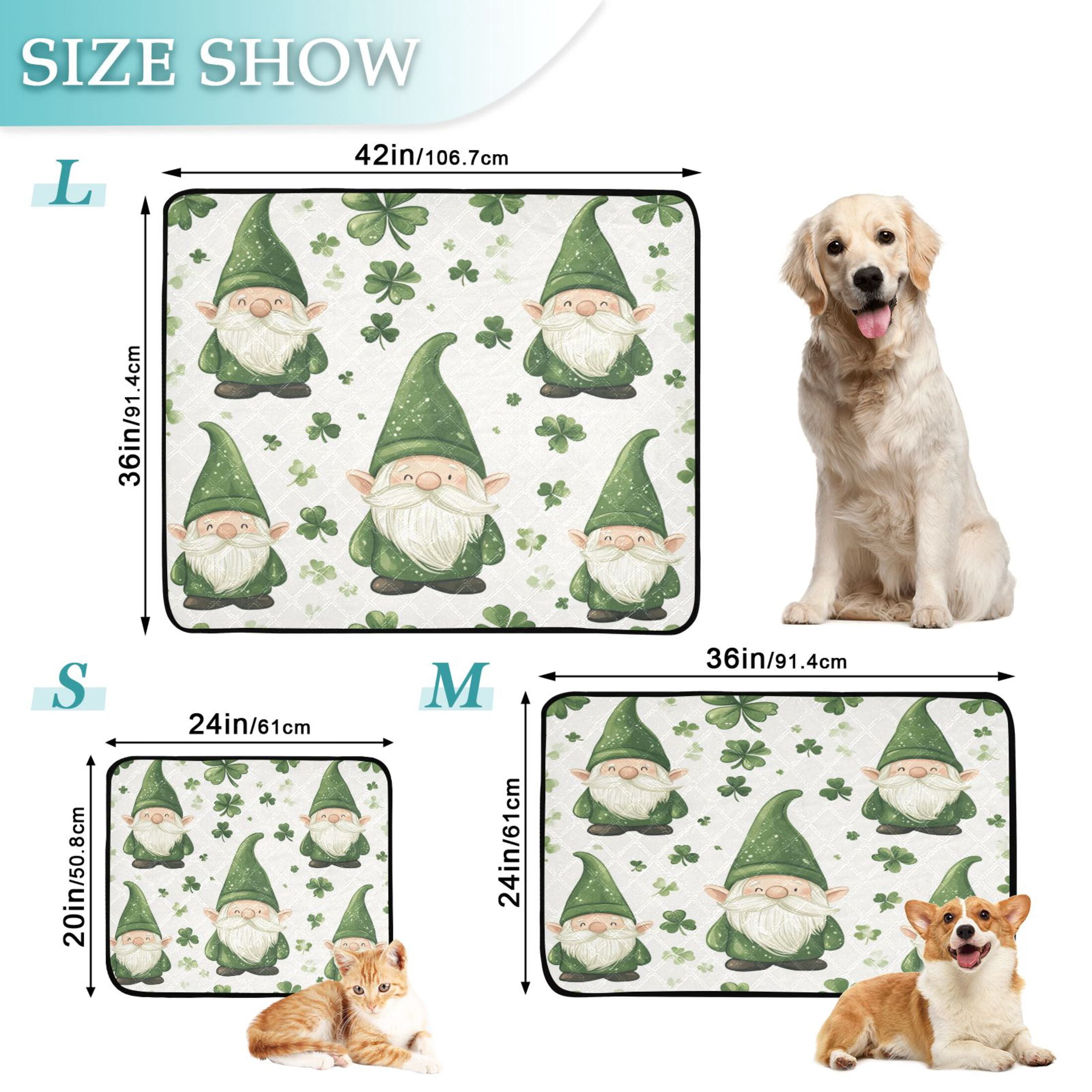 Qxltty Pattern Of Dwarf in Green Hat Cat litter Pads Pet Set of 2 Diaper Mats Center Anti-leakage Layer Absorbent Soft and Comfortable