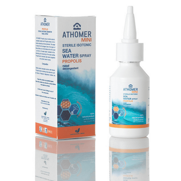 All Natural Seawater Nasal Spray with Propolis for Colds, Blocked Nose