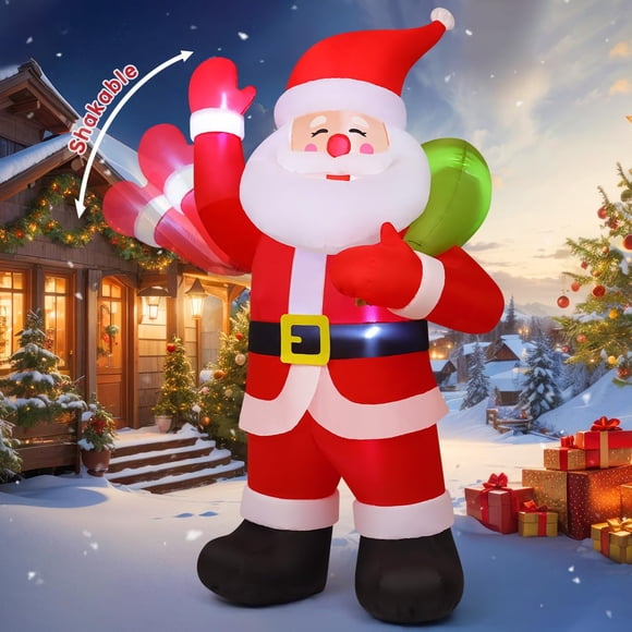 Papá Noel hinchable COMIN de Navidad de 2,7 m con luces LED