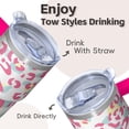 thumbnail image 4 of Reusable 20oz Geometric Textured Handle Tumbler, Stainless Steel Double Wall Travel Mug, Insulated Leak Proof Coffee Cup, 4 of 5