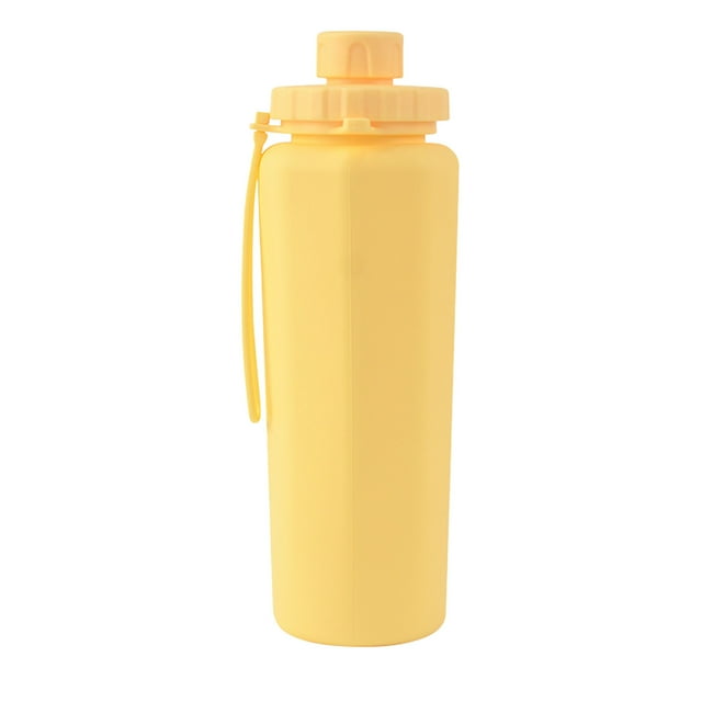 A-112 Bouilloire de Sport Jaune Pliable 600Ml Silicone Résistant à Haute Température avec Corde pour Camping Randonnée Activités Extérieures Légères Portable 03jak