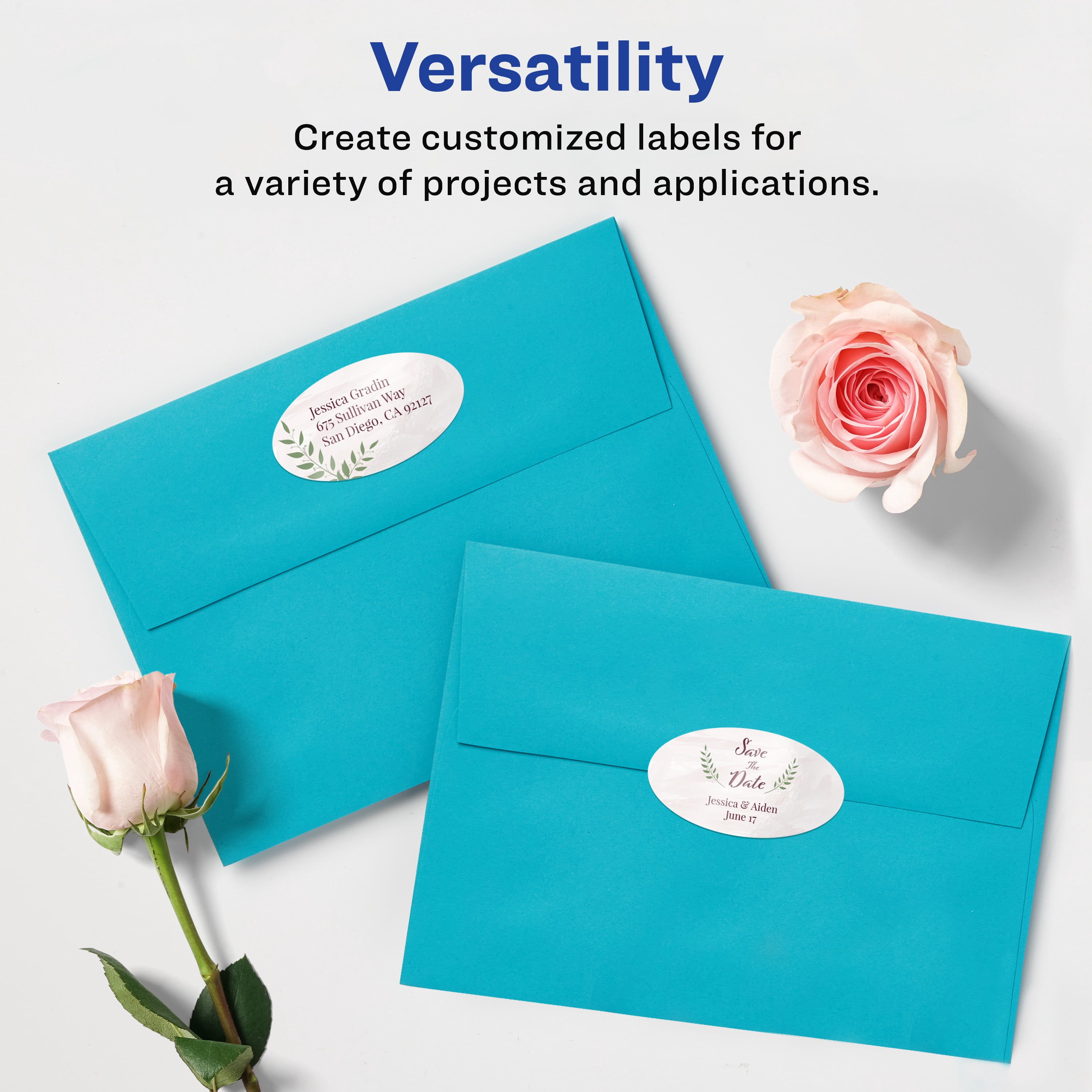Avery Glossy White Oval Labels, 2" x 3-1/3", 800 Total