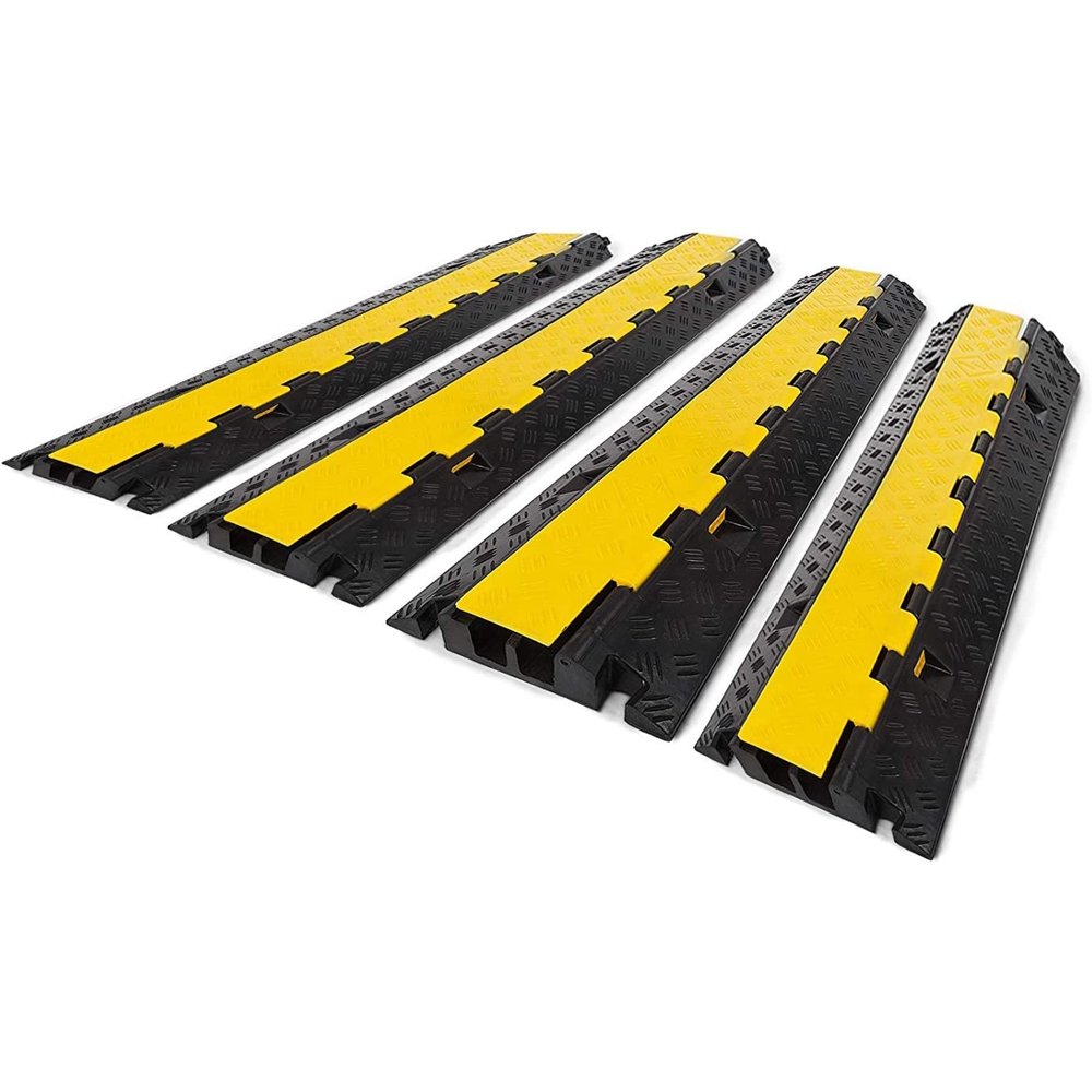 VEVOR 4 Pack Rubber Cable Protector Ramp 2 Channel Cable Wire Cord