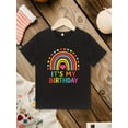 thumbnail image 2 of IT'S MY BIRTHDAY & Doodled Rainbow & Heart Graphic Print, Girls' Casual & Comfy Crew Neck Short Sleeve T-shirt For Spring & Summer, Girls' Tee & Clothes For Outdoor Activities, 2 of 7