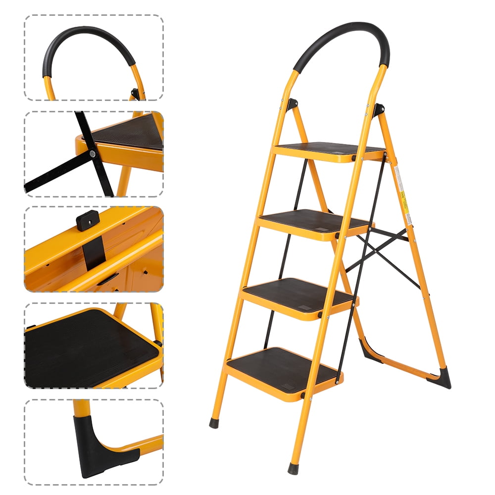 Private Jungle Folding 4 Step Ladder Portable Space Saving Lightweight Ladders with Sturdy Steel and Anti-Slip Wide Pedal, Multi-Use for Household, Market, Office (330 Lb) Private Jungle Folding 4 Step Ladder Portable Space Saving Lightweight Ladders with Sturdy Steel and Anti-Slip Wide Pedal, Multi-Use for Household, Market, Office (330 Lb)