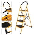 thumbnail image 3 of QXDRAGON Step Ladder, Folding Step Stool with Wide Anti-Slip Pedal, 330lbs Sturdy Steel Ladder, Lightweight, Portable Steel Step Stool (4-Step Round Bar,Yellow), 3 of 9