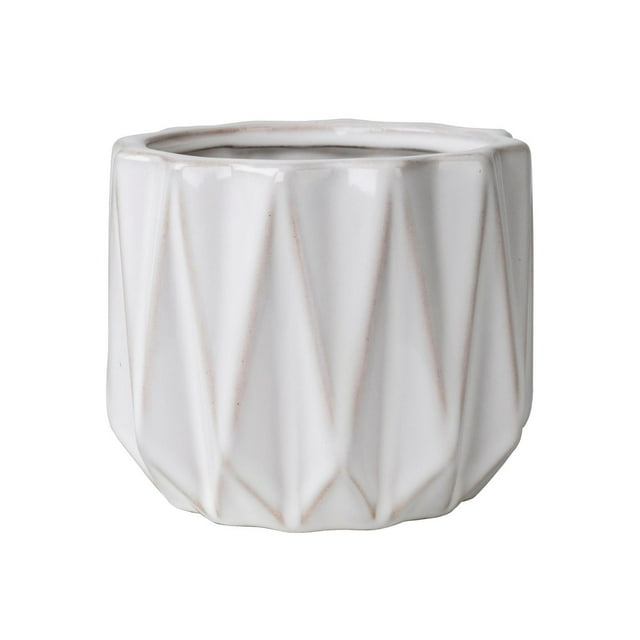 Better Homes & Gardens 5" Ceramic Geometric Pot-White