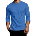 thumbnail image 5 of 3/4 Sleeve Shirt Men Casual comfort Crewneck Baseball solid T-Shirts Fall Sport Athletic Basic Going Out Tops Royal Blue S, 5 of 5