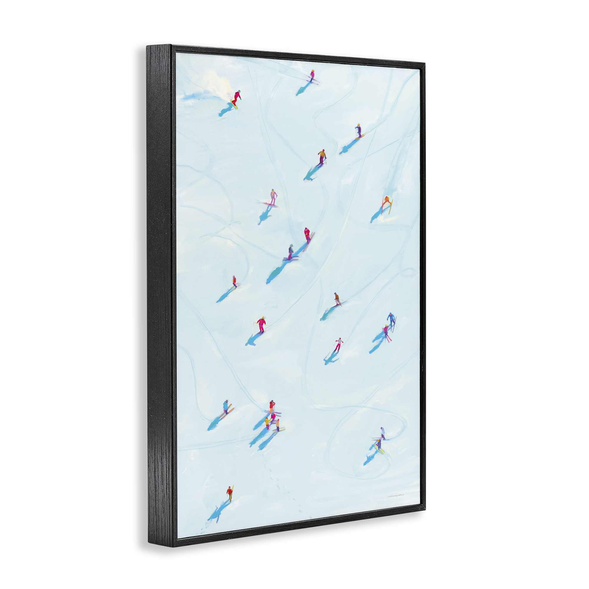 Stupell Industries People on Ski Slopes Sports Painting Black Framed Art Print Wall Art, 16 x 24