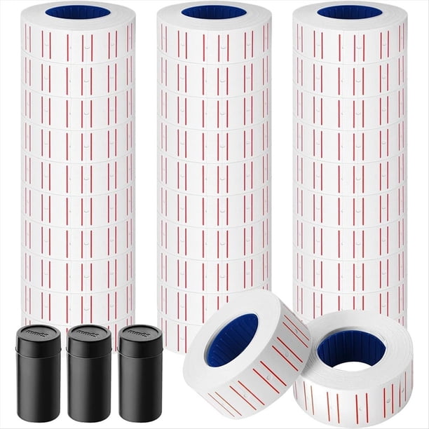 30 Rollos de 15 000 Etiquetas de Precio Blancas para Etiquetadora MX-5500, Pegatinas Blancas para Marcar Precios, Más 3 Rollos de Tinta de Repuesto.