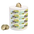 thumbnail image 2 of Floral Piggy Bank, Pastel Wildflowers Drawing of Foliage Leaves Nature Inspired Flora, Ceramic Coin Bank Money Box for Cash Saving, 3.6" X 3.2", Yellow Green Pale Blue, by Ambesonne, 2 of 4