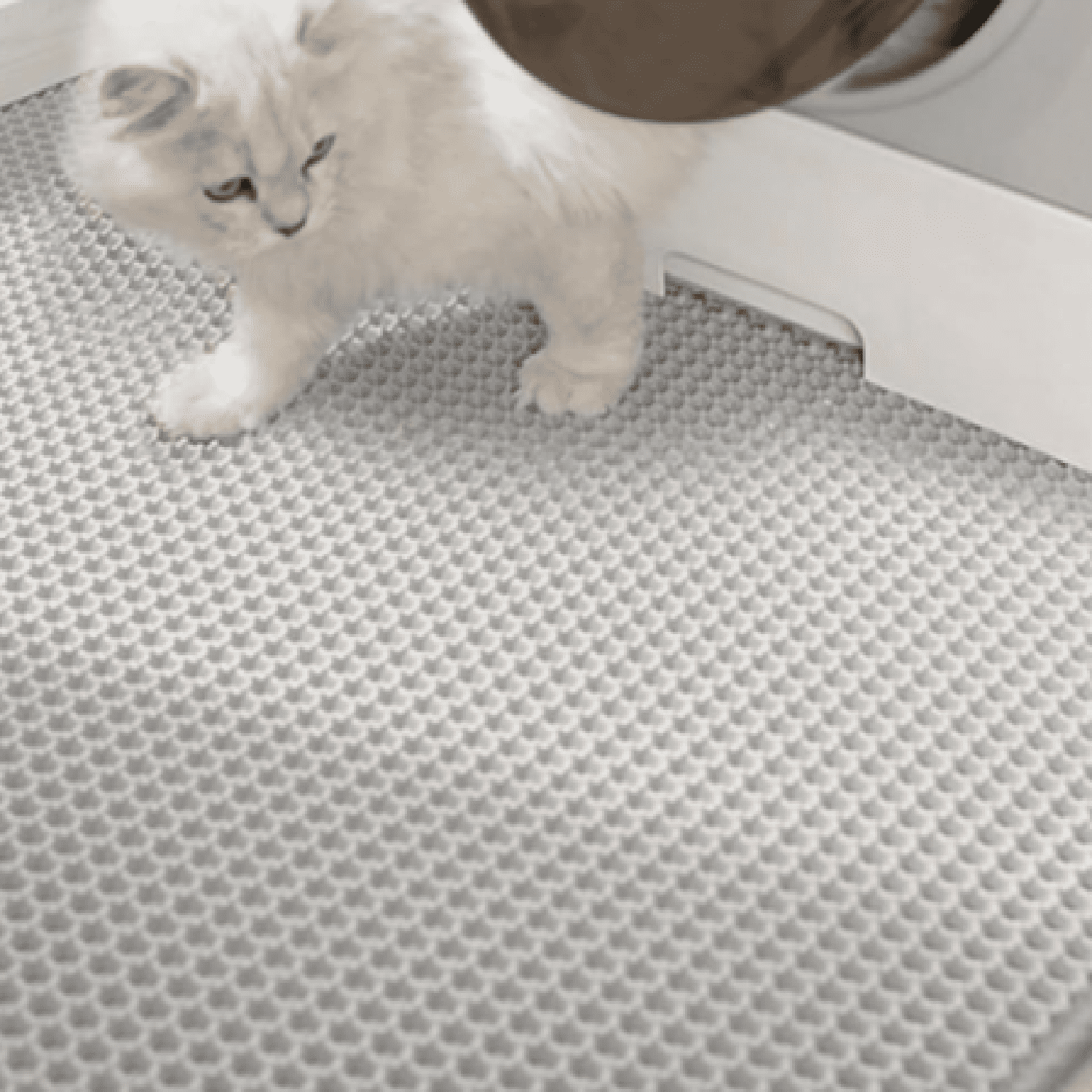 Cat Litter Mat, 45x26 Inch Extra Large&Long Double Layer Cat Litter Box Mat, EVA Non-Slip, Waterproof Urine Proof Litter Trapping Mat, Easy Clean Scatter Control (45x26 Inch, Gray)