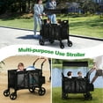 thumbnail image 4 of Vomeast Wagon Stroller for 2 Kids, 3-in-1 Outdoor Baby Stroller Wagon with Canopy, 5-Point Harness, Adjustable Handlebars, Removable Seat for Toddlers, Black, 4 of 11