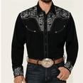 thumbnail image 1 of Camisa vaquera occidental para hombre, con estampado floral, abotonada, para festivales al aire libre, suave y cómoda, con solapa retro, tallas S-6XL, 1 of 6