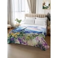 thumbnail image 2 of Forest Mountains King Size Flat Sheet, Wrinkleproof & Fadeproof Cooling Flat Bed Sheet Only, Oil Painting Flower Pine Trees Breathable Soft Bedding Top Sheets 105 x 98 Inches, 2 of 8