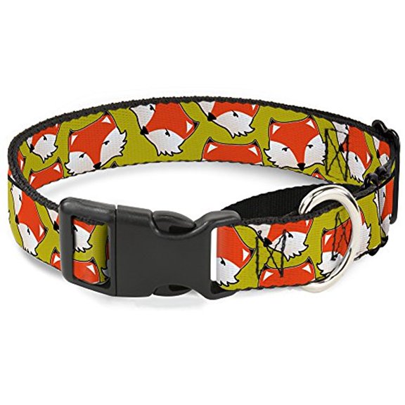 Buckle-Down Fox Face Scattered Warm Olive Martingale Dog Collar