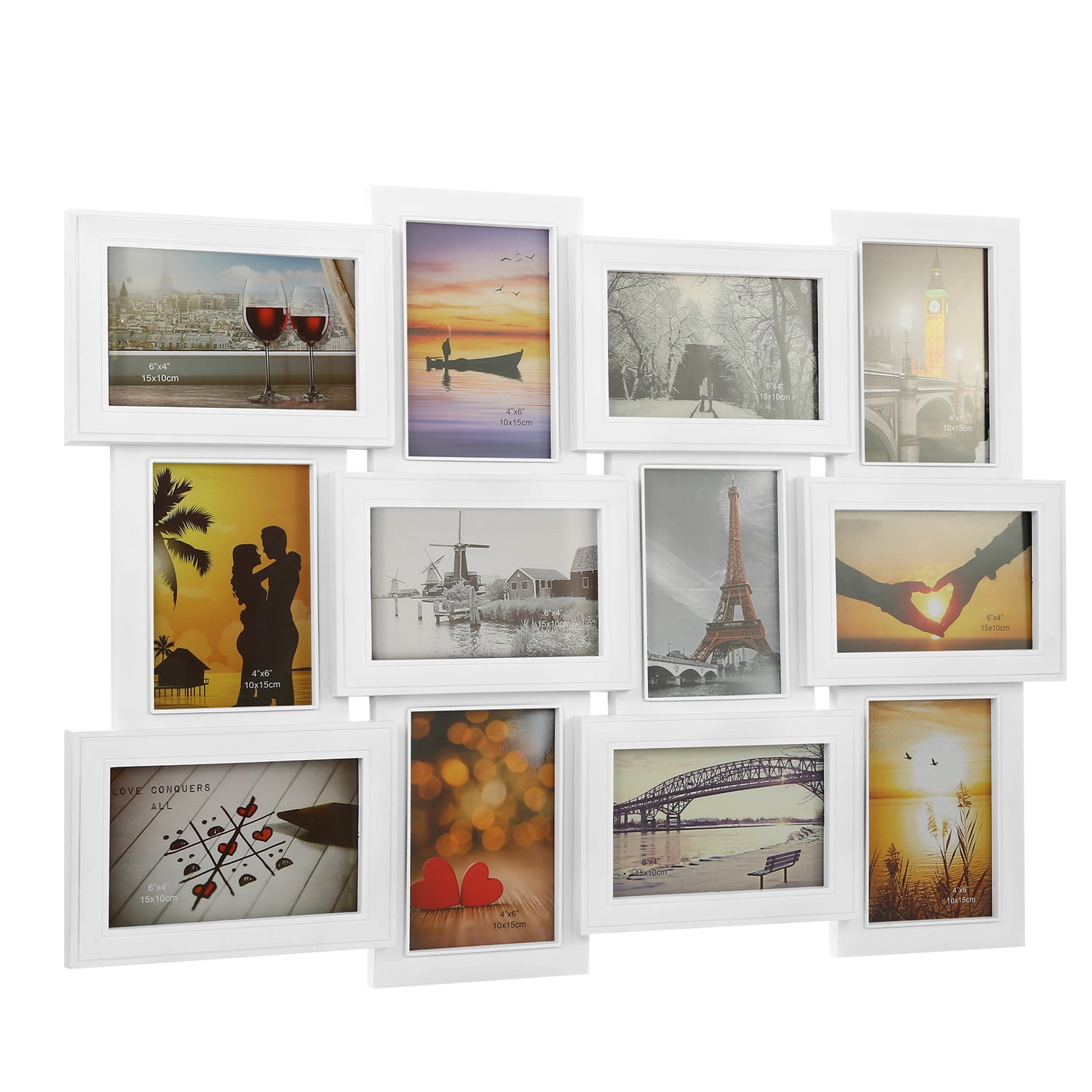 (12) Pictures Frames Collage for Photos in 4" x 6" Glass Protection