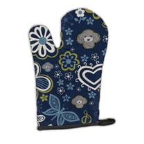 Carolines Treasures BB5110OVMT Blue Flowers Silver Gray Poodle Oven Mitt Large multicolor