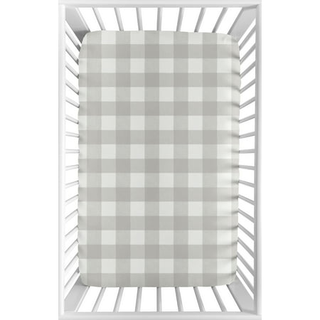 UPC: 0846480068174 | Buffalo Check Grey and White Mini Crib Sheet