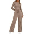 thumbnail image 2 of felwors Sweatsuits Women 2 Piece Outfit Fall Airport Lounge Sweat Sets With Wide Leg Pants Track Fashion Suits 2025 Coffee, M, 2 of 6