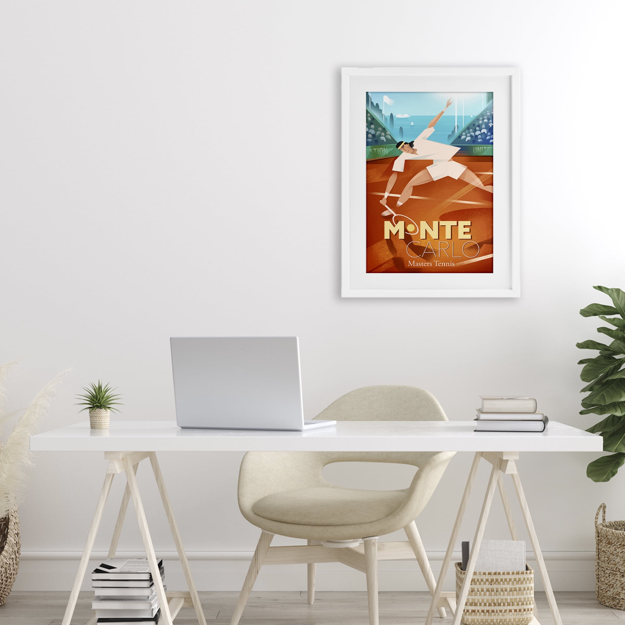 Stupell Industries Monte Carlo Masters Tennis White Framed Print Under Glass, design by Martin Wickstrom
