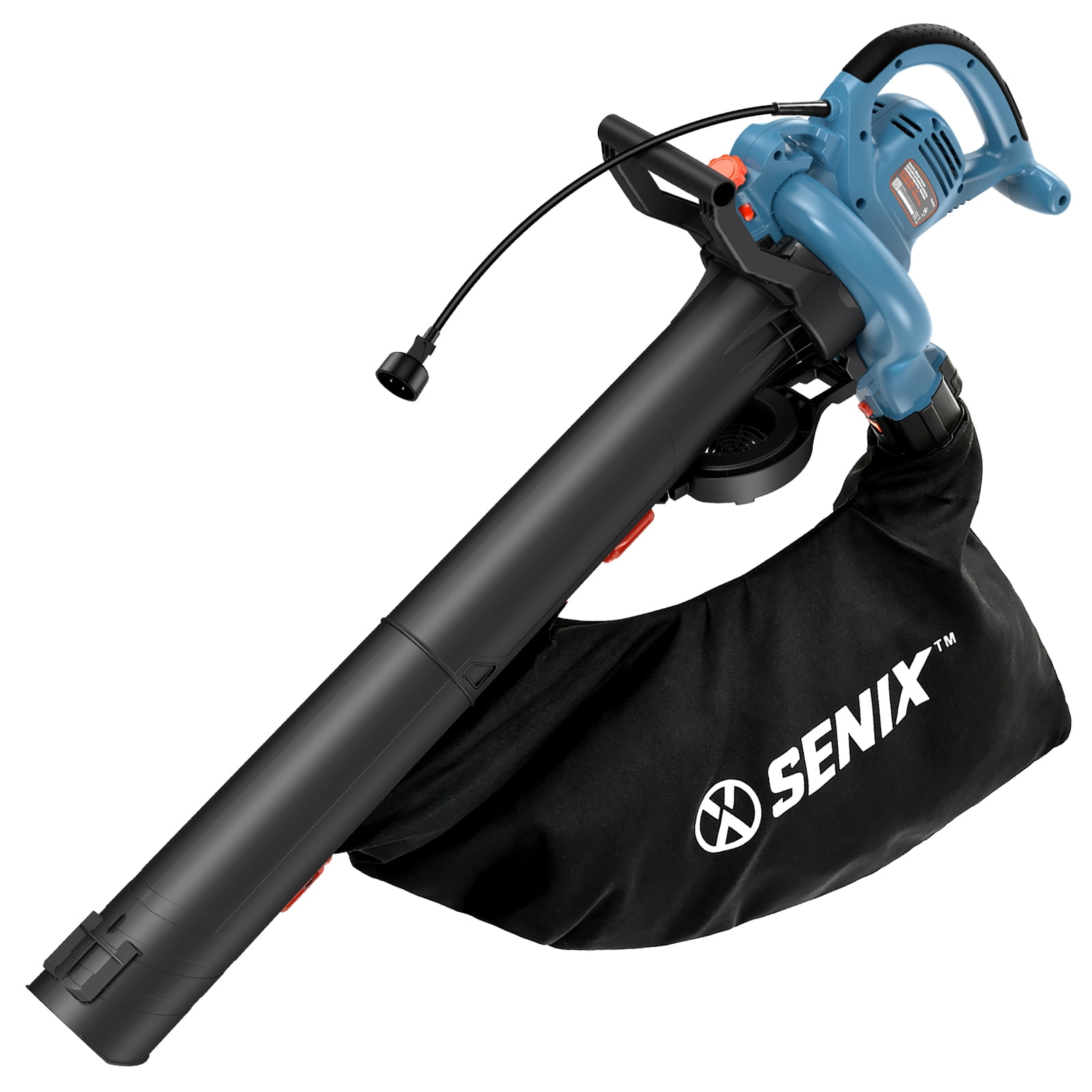 SENIX 120 Volt Max* 12 Amp Corded 3-in-1 Leaf Blower w/Vacuum/Mulcher, Up to 420 CFM and 179 MPH, BLVE12-M