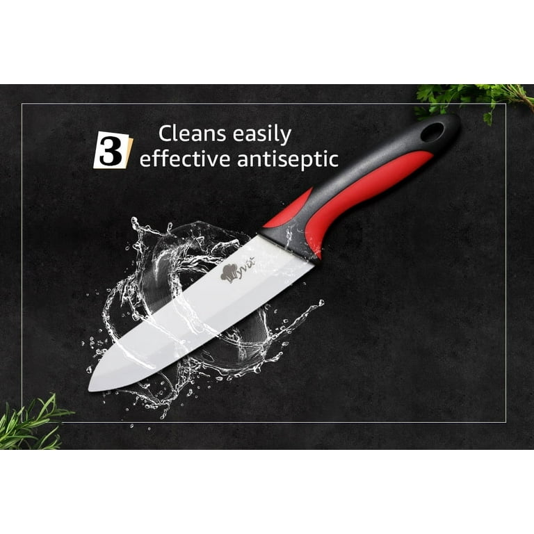 Ceramic Knife Set for Kitchen 3 4 5 6 Inch White Chef Knife Serrated Blade  Bread Slicing Knife with Sheath Fruit Peeler Hangable
