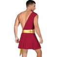 thumbnail image 2 of Sxiwei Men Egyptian Tunic Tago Costume One Shoulder Cosplay Skirt Kilt Knight Warrior Suit Greek Burgundy M, 2 of 7