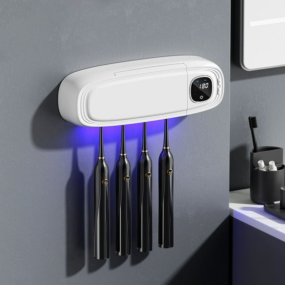 Electric Toothbrush Holder Intelligent Drying And UV Sanitizer With Hole Wall Mounted Toothbrush Cup For Bathroom Vanity Toothbrush Holders