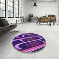 thumbnail image 4 of Ahgly Company Machine Washable Indoor Round Transitional Indigo Purple Area Rugs, 7' Round, 4 of 7