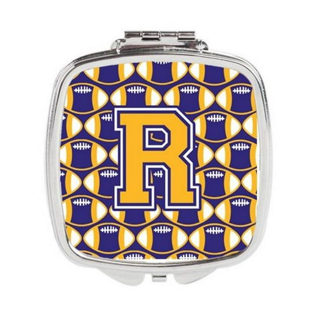 Carolines Treasures CJ1064-RSCM Letter R Football Purple & Gold Compact Mirror