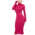 thumbnail image 2 of ESSSUT Robes pour Femmes 2023 Tendances Femmes Robe Longue Col Haut Manches Longues Couleur Unie Robe Rose m, 2 of 8