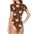 thumbnail image 3 of Uemuo Sloths Need More Coffee Pattern Women's One Piece Short Sleeve Swimsuit Rash Guard Surfing Modest Quick-drying Swimsuit Beach Essentials-XX-Large, 3 of 9