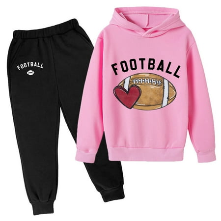 Youmylove Kids Toddler Boys Outfits Rugby Graphic Hoodie Set Long Sleeve Sweatshirt Tops & Sweatpants Clothes Set Tracksuit 2 Piece Outfits Soft Comfortable Sweatsuits For Kids