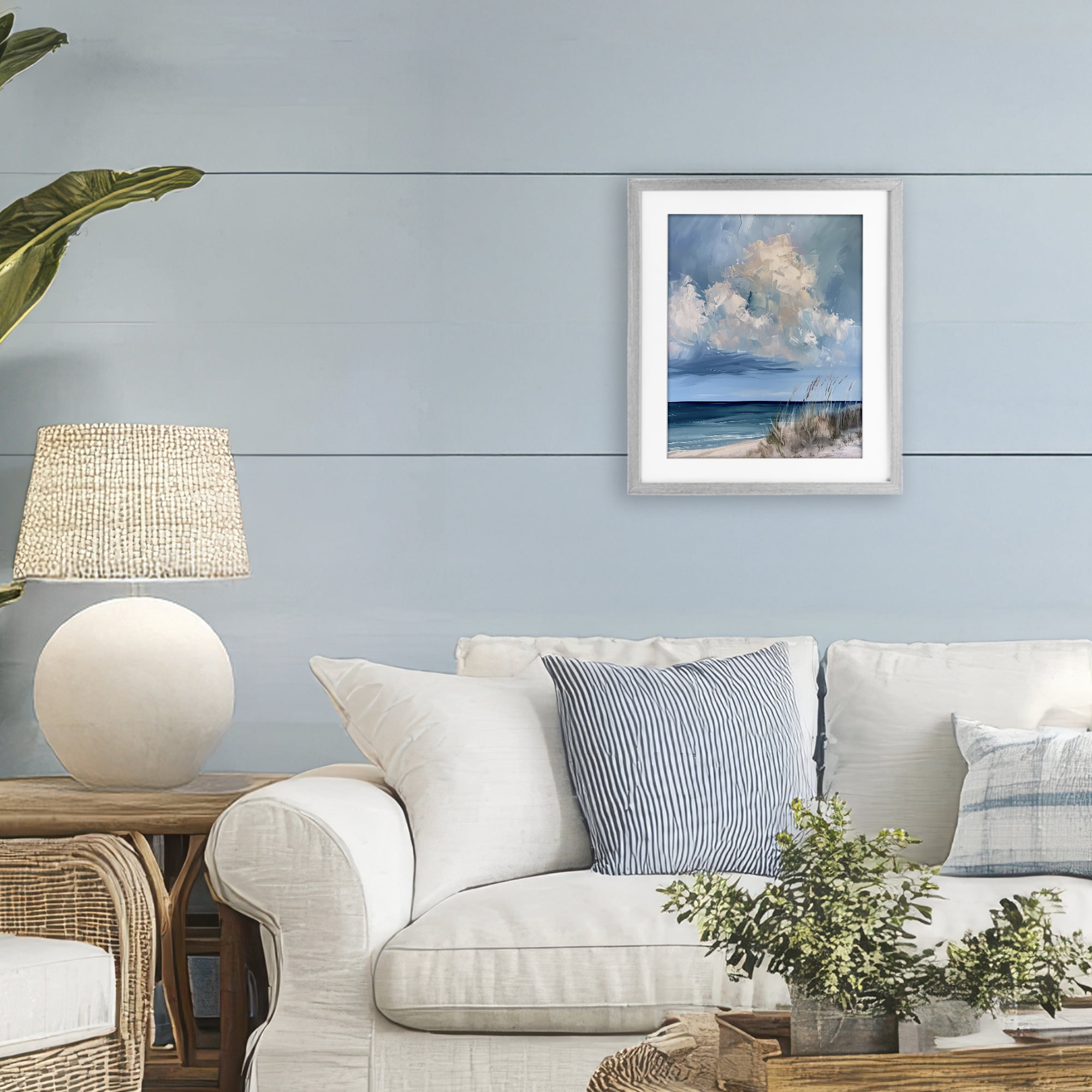 Stupell Industries A Storm Is Coming on Beach Gray Framed Print Under Glass, design by Petal Prints Design