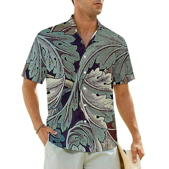 Jungle Tropical Leaf Vacation Shirt Male Bird Print Trendy Casual Shirts Hawaiian Short-Sl