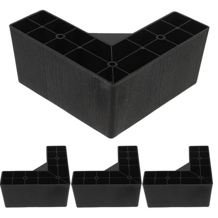 Beaupretty 4Pcs Black Plastic Sofa Legs and Bed Risers for Furniture Lifting with Floor Protection