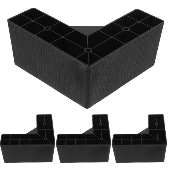 Beaupretty 4Pcs Black Plastic Sofa Legs and Bed Risers for Furniture Lifting with Floor Protection