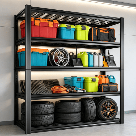 Black Heavy Duty Garage Wire Shelving Unit, 3000 LBS Adjustable Wire Shelving, 35.4" W x 15.7" D x 72" H 5-Tier Metal Shelves for Warehouse, Pantry, Basement and Office