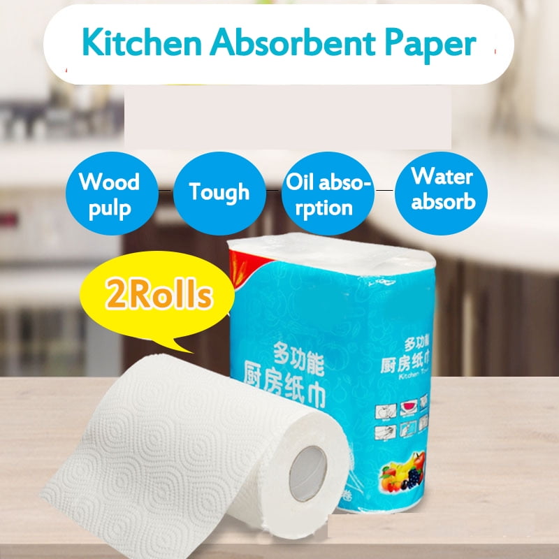 2 Rolls Kitchen Absorbent Paper Towel Disposable Nonwoven Cloth