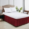thumbnail image 2 of HNB Store Wrap Around Bed Skirt 12" inch Drop Easy Care Microfiber Bedskirts (Short-Queen-Burgundy), 2 of 6