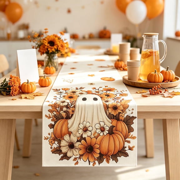 PoyoKee Halloween Table Runner 72 x 13 inch, Black Orange Striped Decorative Runner for Dining Table, Farmhouse Kitchen Decor, Halloween Decorations