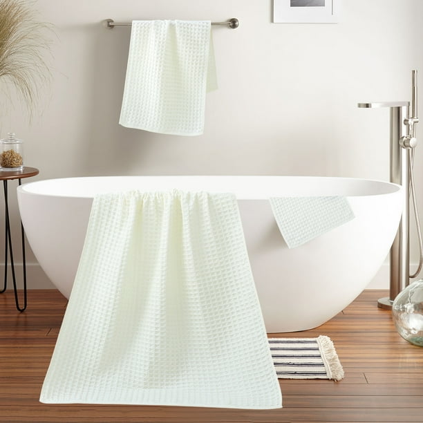 Juego de Toallas Tipo Gofre, Regalo Ideal, Toallas de Baño Cuadradas, Juego de 3 Piezas