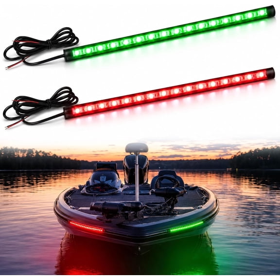 Navigation Lights - LED Bow Lights, Green & Red, Night Fishing, Deck, IP67 Waterproof for Pontoon, Dinghy, Kayak, Jon Boat, Yacht