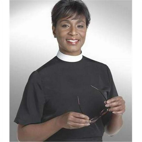 Murphy Robes 038297 Clerical Shirt Women Short Sleeve Banded - Size 18 Black