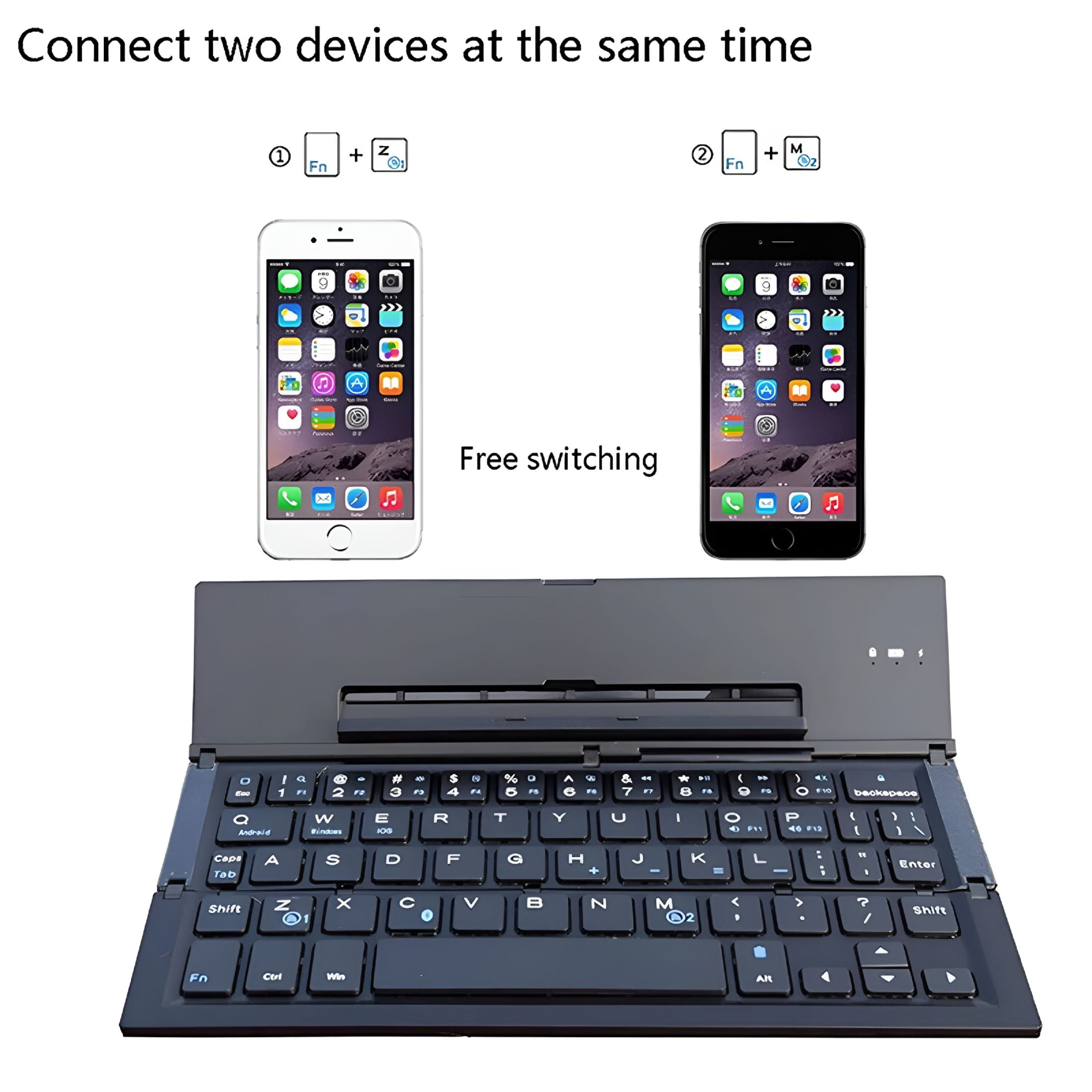 GJX 2026 New Mini Foldable Bluetooth Keyboard for Ios Windows Android for Tablet,Smartphone,Laptop,Travel