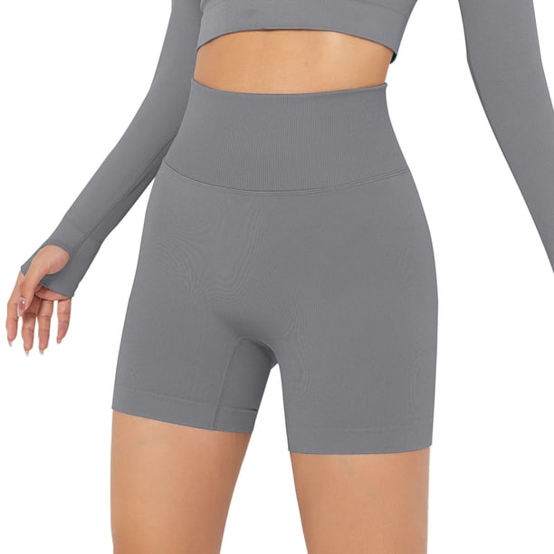 Gibobby Pantalones De Casuales Para Mujer Mallas deportivas de verano para mujer, pantalones cortos de Fitness sin costuras, mallas de Yoga, pantalones de Yoga de alta elastic(Gris, L)