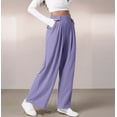 thumbnail image 5 of Women'S Wide Leg Suit Pants Loose Fit High Elastic Waisted Business Casual Long Trousers Pants Purple Orchid L, 5 of 7